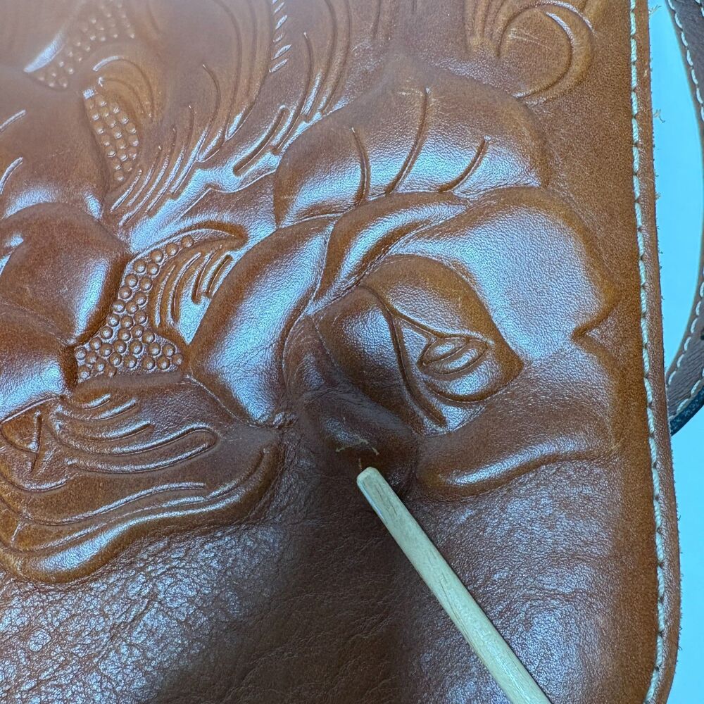 PATRICIA NASH Tooled Leather Crossbody Brown Italian Leather Purse 11" X 9" X 2" - Picture 14 of 15